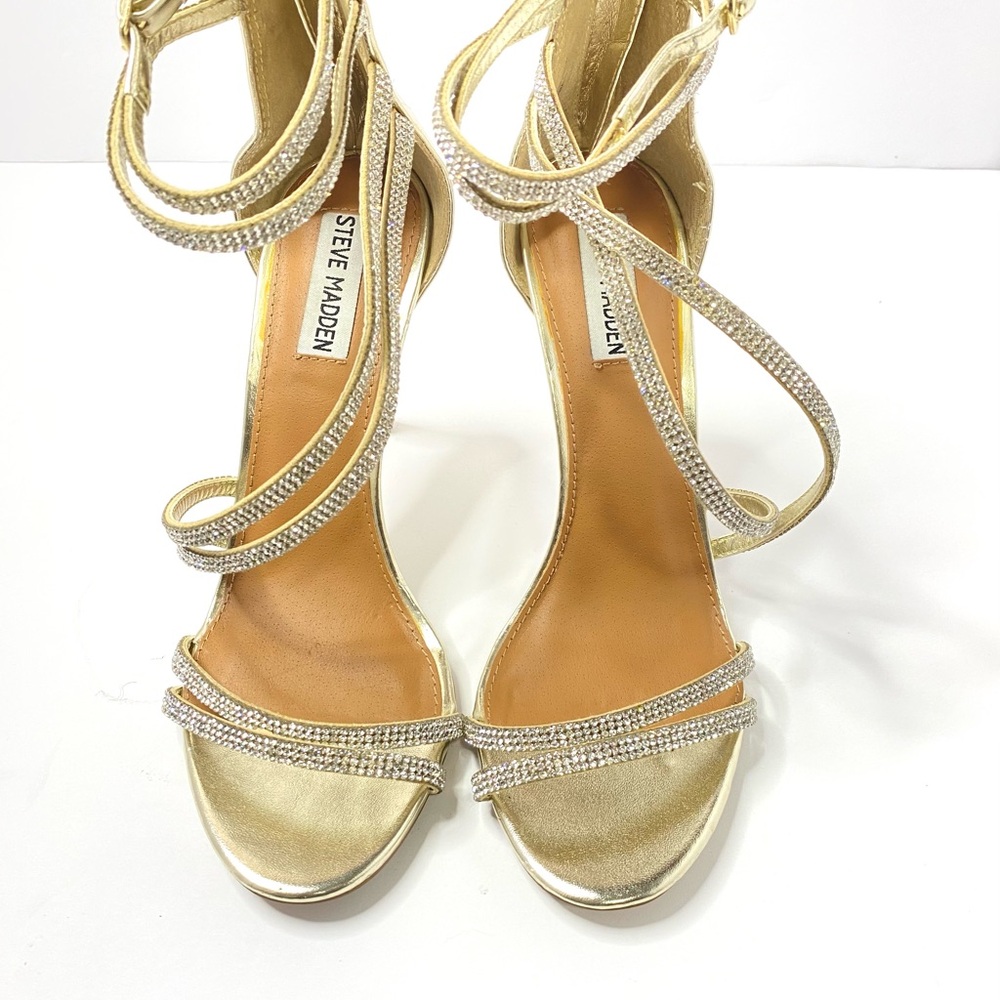 Steve Madden Gold Stiletto Heels with Rhinestone Embellishments Size 8